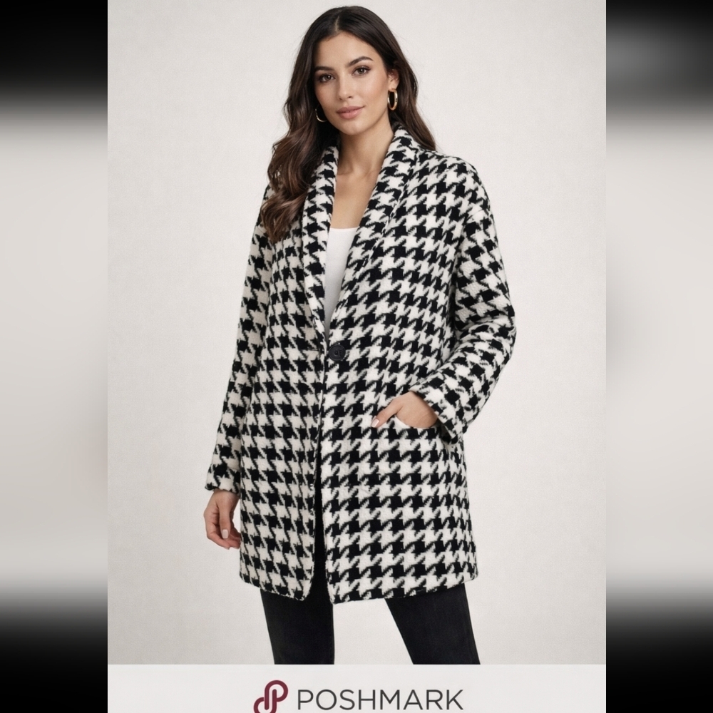 BlankNYC NWT Black And White Houndstooth Jacket Womens Size S